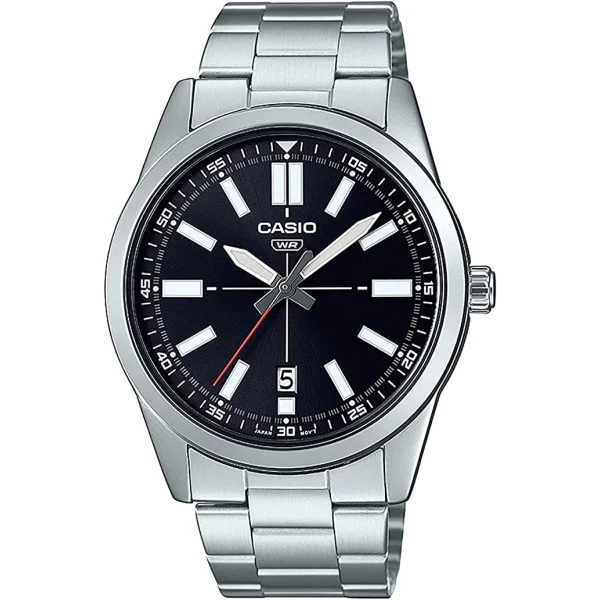Casio Analog Black Dial Stainless Steel Band Watch for Men - MTP-VD02D-1EUDF